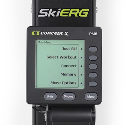 Concept2 SkiErg with PM5. Close of performance monitor