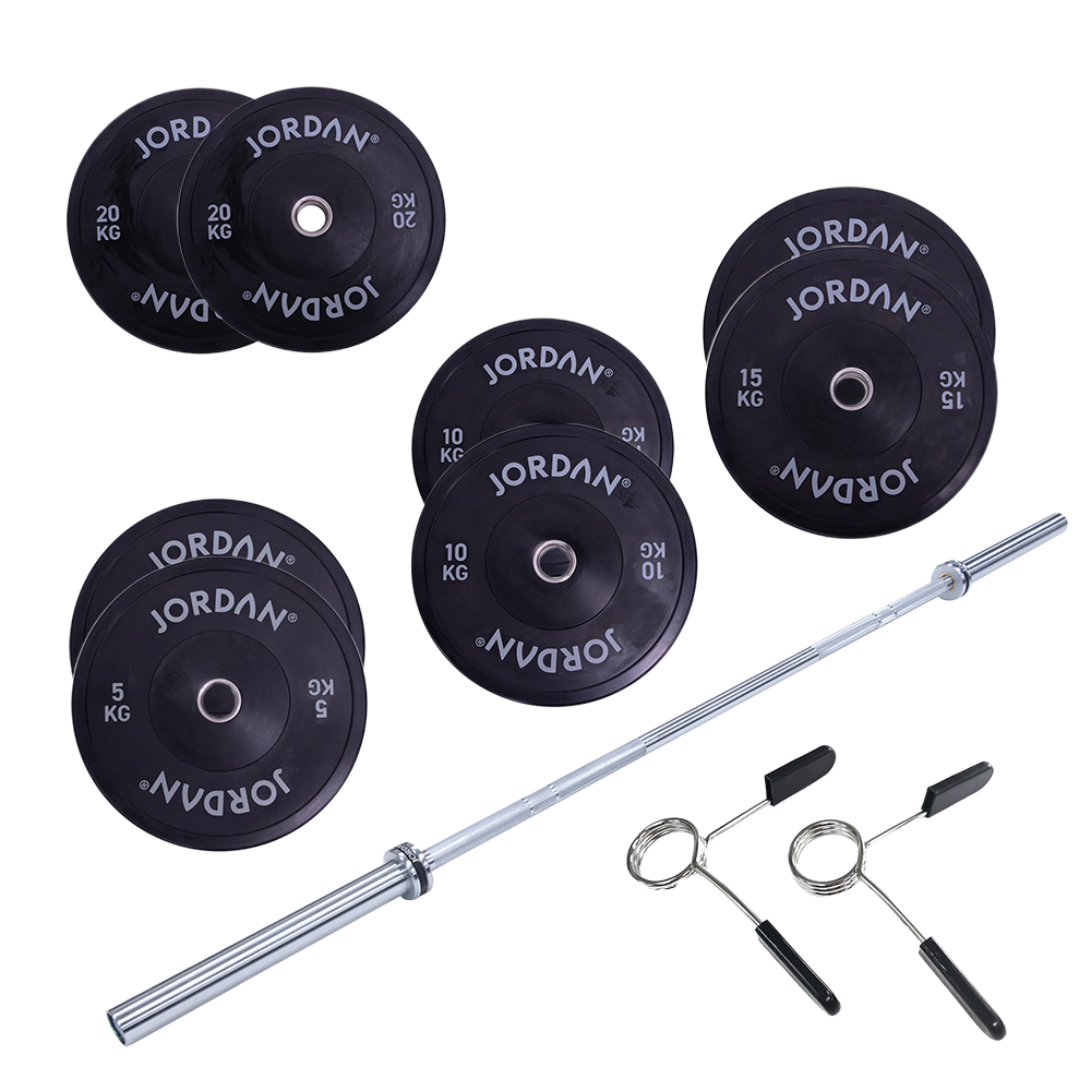 Jordan HG Black Bumper Weight Plate Set with Olympic Bar | 100kg