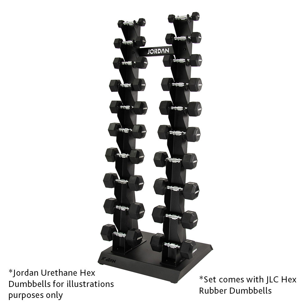 Jordan Hex Dumbbell Set with Storage Rack | 10 Pairs| 12 Pairs