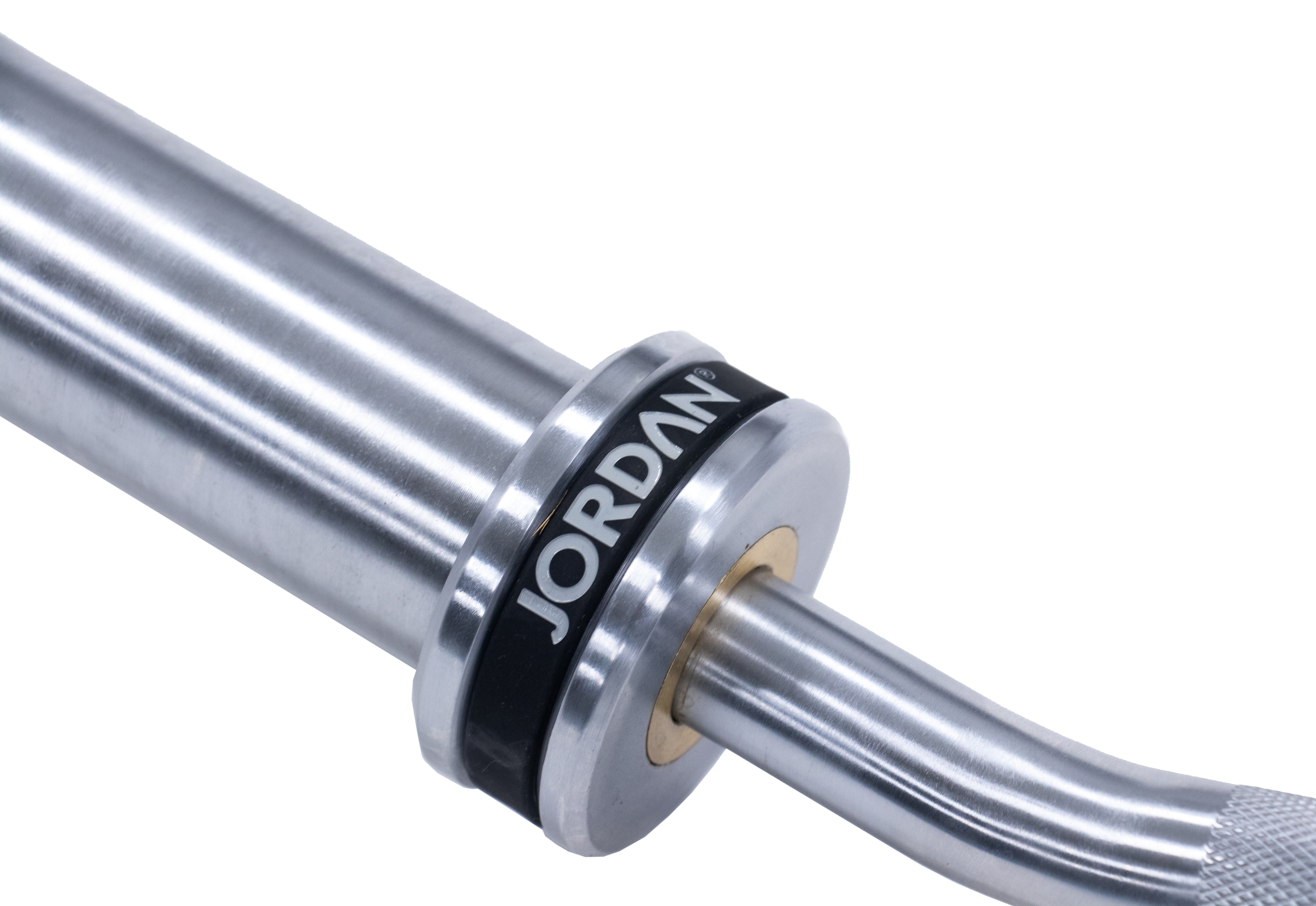 Jordan Steel Series Olympic EZ Curl Bar with bearings close up of bearings