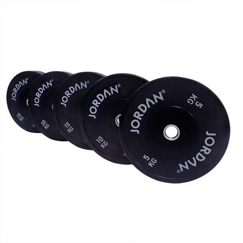 Jordan Fitness Black Olympic Rubber Bumper Weight Plates | 5kg-25kg