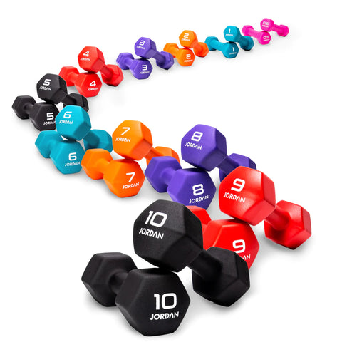 JORDAN Neoprene Studio Hex Dumbbells | 0.5kg - 10kg