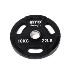 MYO Strength Urethane coated Olympic Disc in black. 10kg. MYO15343