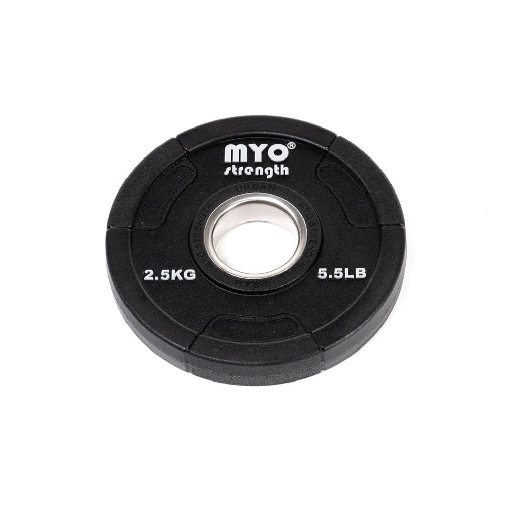 MYO Strength Urethane coated Olympic Disc in black. 2.5kg. MYO15420