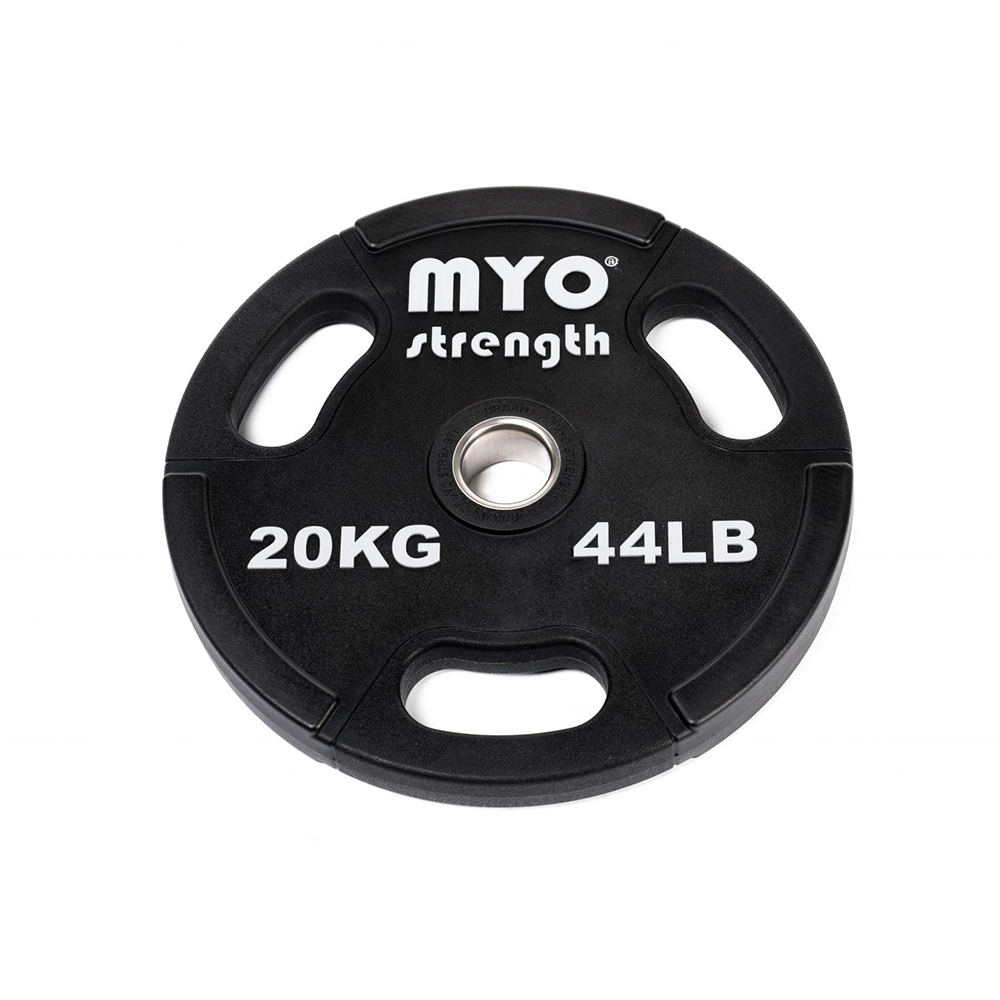 MYO Strength Urethane coated Olympic Disc in black. 20kg. MYO15345