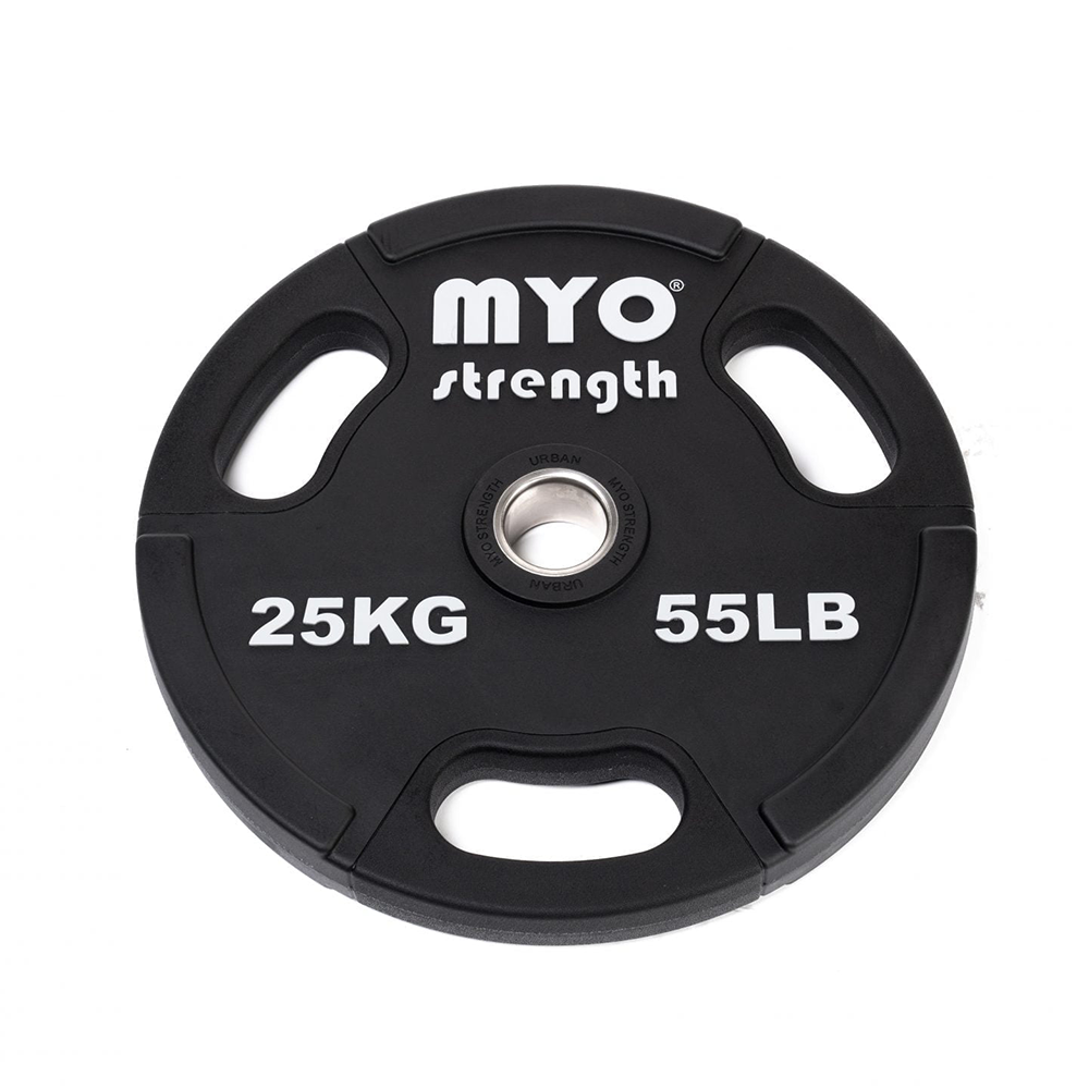 MYO Strength Urethane coated Olympic Disc in black. 25kg. MYO15421