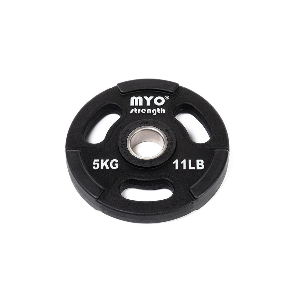 MYO Strength Urethane coated Olympic Disc in black. 5kg. MYO153420