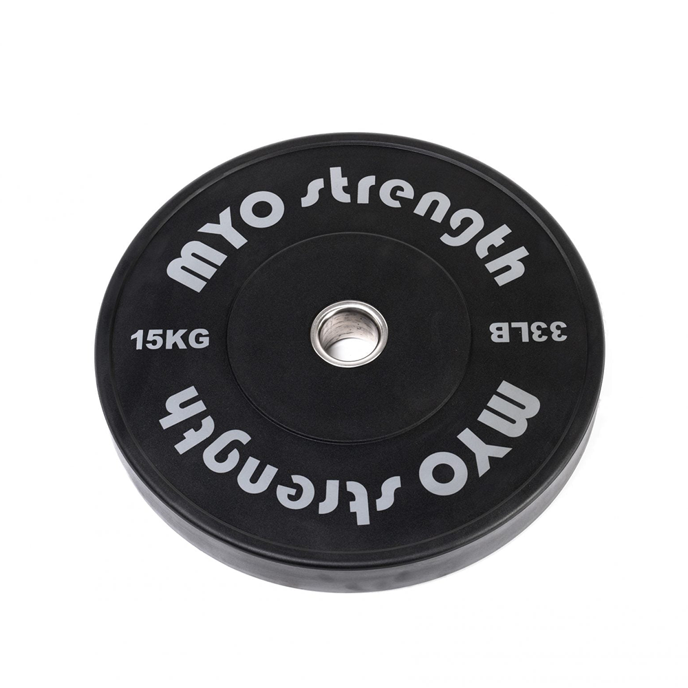 MYO Strength Black Olympic Rubber Bumper Weight Plates 15kg