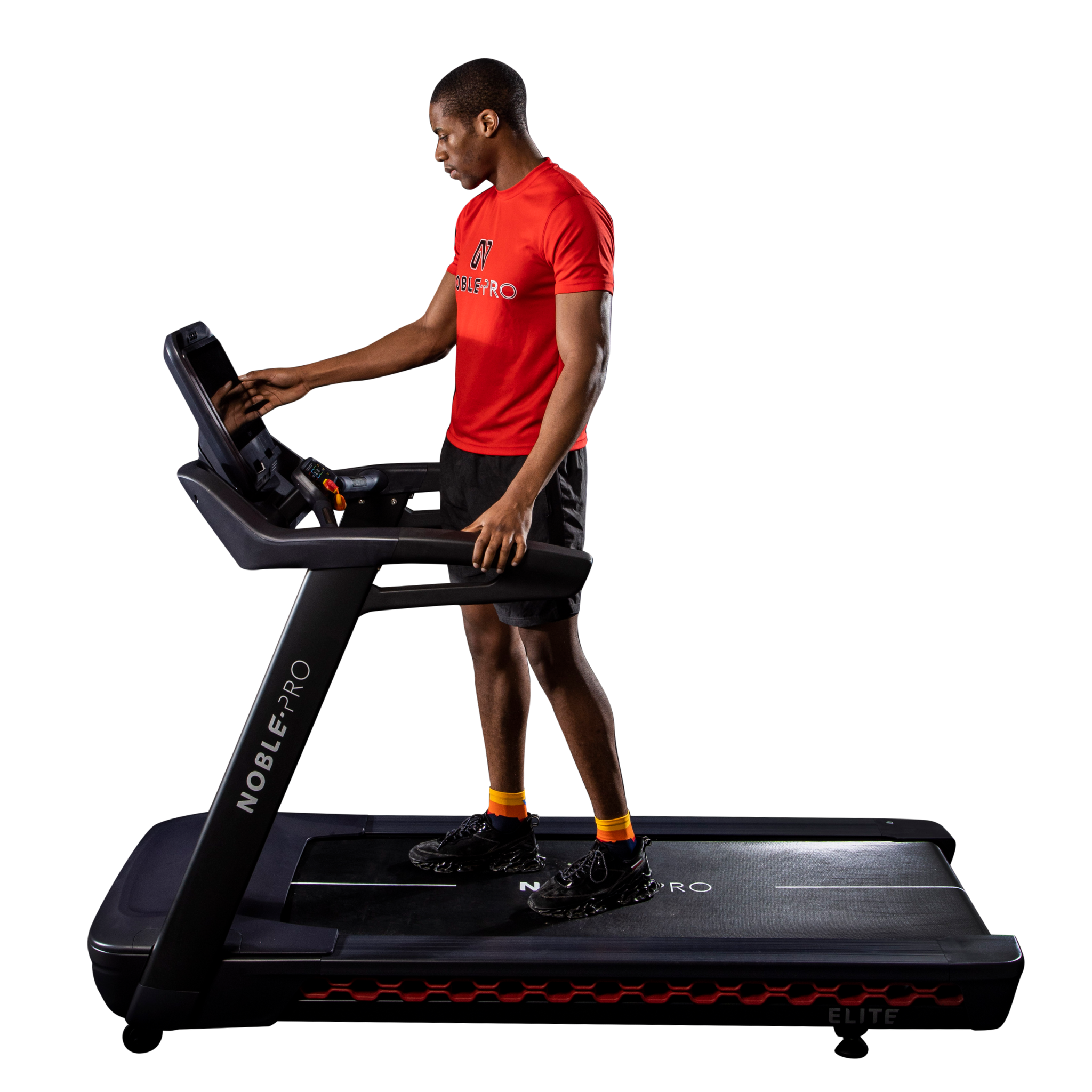 Noble Pro Elite E10i Treadmill Side Profile of Man on Treadmill