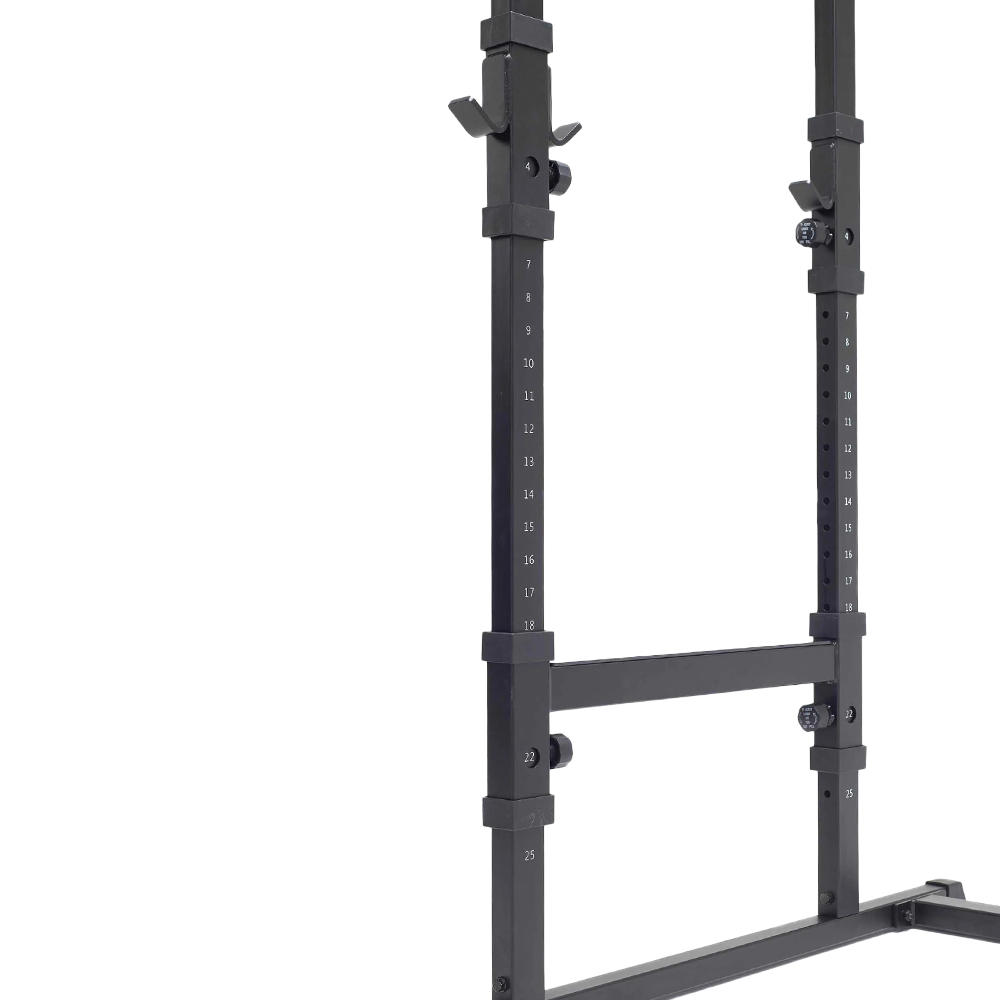 York Barbell C19P Olympic Power Cage with pull up bar. Safety bar heights