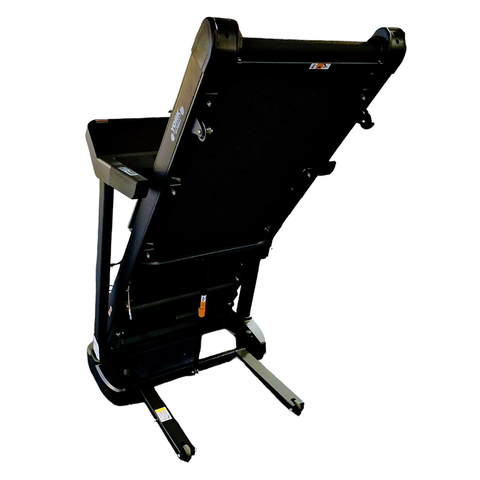 York Barbell HT9 Folding Treadmill folded rear view