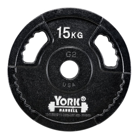 York Barbell G2 2" Cast Iron Olympic Weight Plate 15kg weight plate