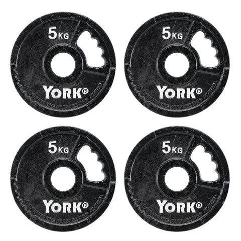 York Barbell G2 2" Cast Iron Olympic Weight Plates, 5 plates, 5kg each