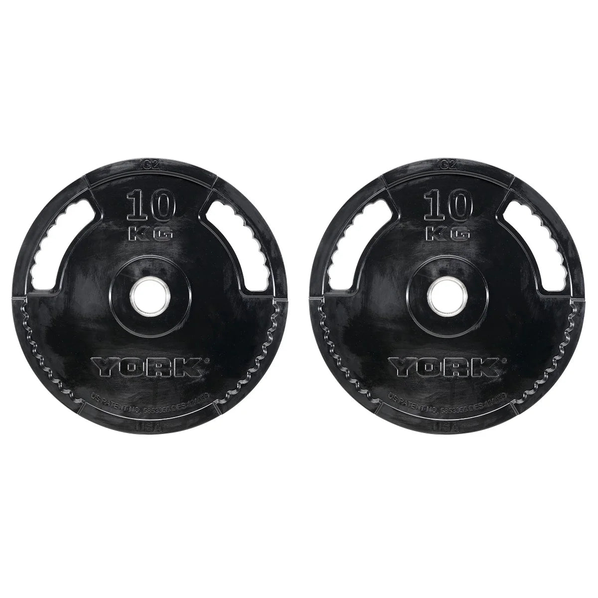 York Barbell G2 Rubber Thin Line Olympic Weight Plates 10kg