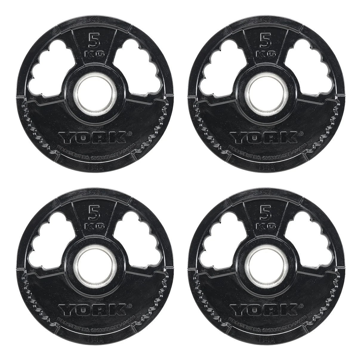 York Barbell G2 Rubber Thin Line Olympic Weight Plates 5kg